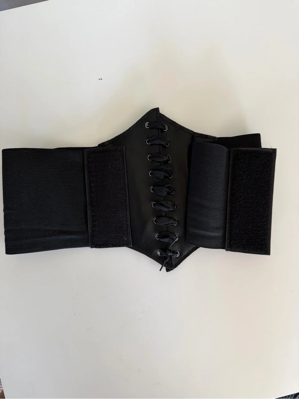 Black Lace-Up Elastic Waist Corset Belt